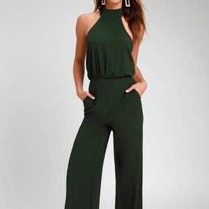 Moment for Life Dark Green Halter Jumpsuit